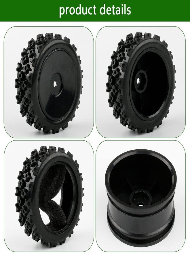Rchobbytop 4pcs 1/10 On-Road Wheels and Tires 12mm Hex Black Hard Dish Wheel and Rally Block Tyre for Street Racing Car Kyosho Tamiya Traxxas HPI etc, with Lock Nuts Washers Wrench Replacement Parts - Image 4